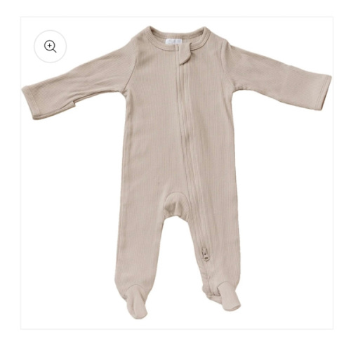 Oatmeal Organic Cotton Ribbed Zipper – Mebie Baby