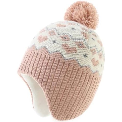 Moon Kitty Baby Girls Earflaps Knit Hats Infant Baby Beanies6-12Months