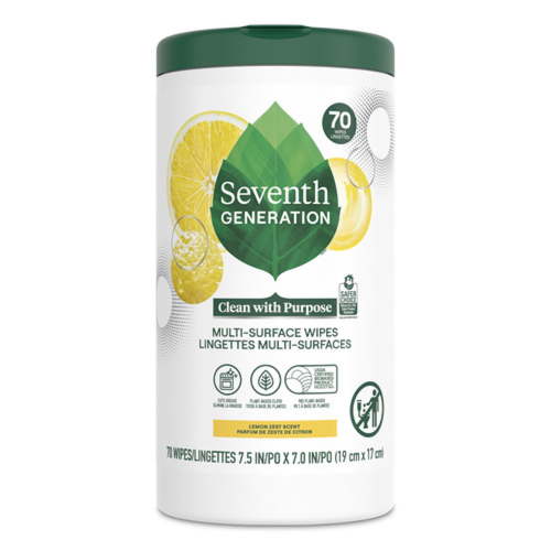Seventh Generation Multi Surface All Purpose Cleaning Wipes, Lemon Zest, 70 Count