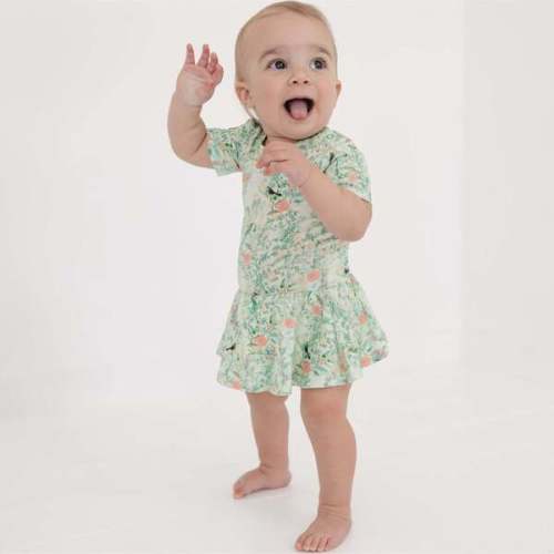 Bamboo Twirl Dress with Bodysuit, Sage Blossom - Mottete | Maisonette