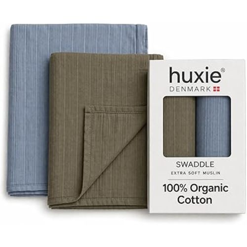 Baby Swaddle – Organic Cotton Muslin Baby Swaddles for Newborns 47” x 47” 2-Pack (Sage Green/Tradewinds)