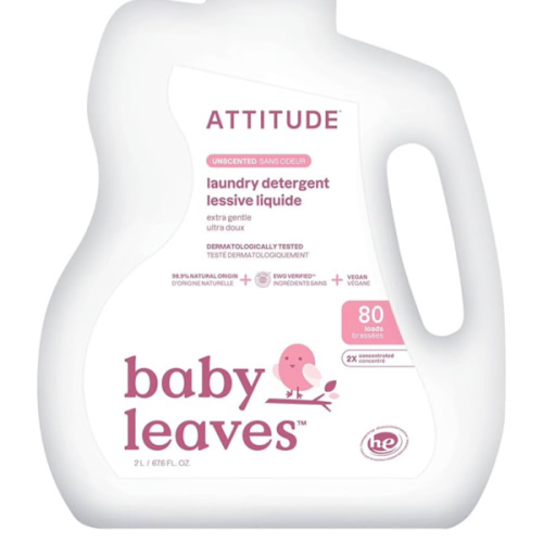ATTITUDE Baby Laundry Detergent Liquid, EWG Verified, Safe for Baby Clothes, Infant and Newborn, Vegan and Naturally Derived Washing Soap, HE Compatible, Unscented, 80 Loads, 67.6 Fl Oz