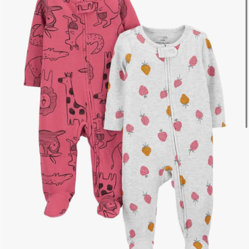 Simple Joys by Carter's Baby Girls' 2-way Zip Thermal Footed Sleep and Play, Pack of 2