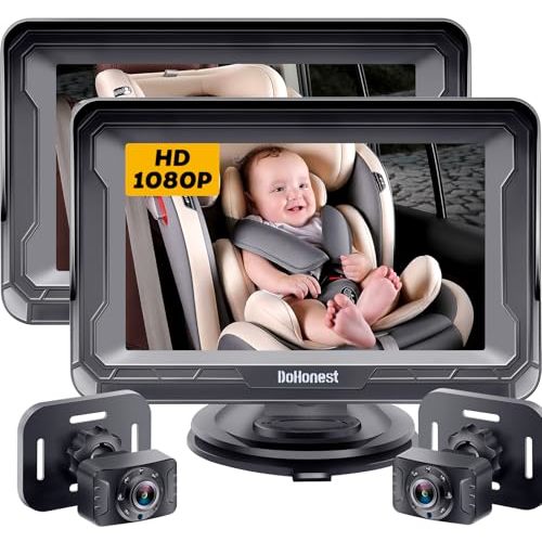 Baby Car Camera 2-Pack for Seat: Adjustable Infant Car Camera Easy Setup for Family with 2 Cars - HD 1080P Crystal Night Vision Backseat Camera for Two Kids