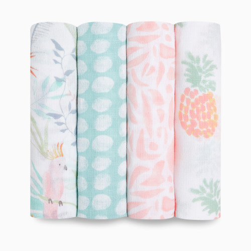 Essentials Cotton Muslin Swaddles (4 Pack) - Tropicalia