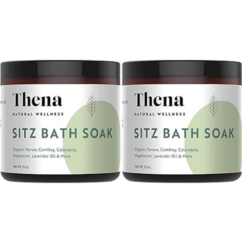 Thena Organic Sitz Bath Soak 2 Pack | Postpartum Essentials 100% Natural & Gentle with Pure Epsom & Dead Sea Salts Witch Hazel Lavender Essential Oil