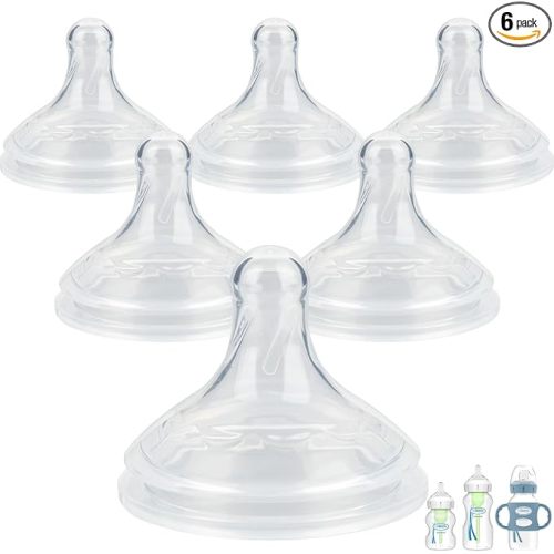 Silicone Nipple for Dr.Brown's Wide-Nick Baby Bottles,Level 2 Nipples, Medium Flow, 3m+, 6 Count