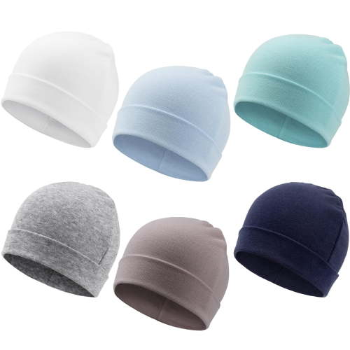 6 Pack Baby Beanie Hats for Unisex Infant Toddler Cotton Beanie Newborn Hospital Hat for Boys Girls 0-6 Months