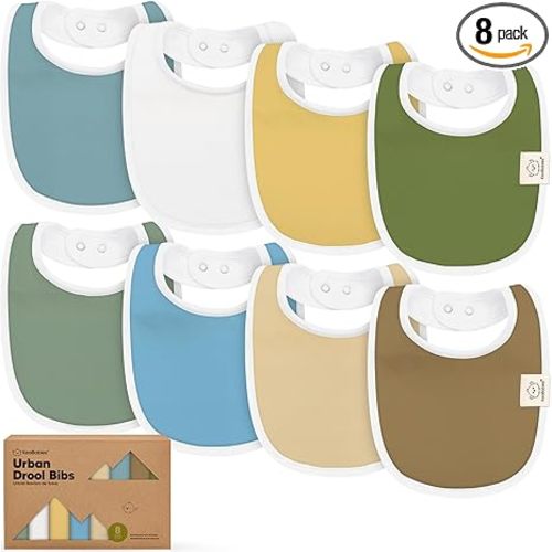 KeaBabies 8-Pack Organic Baby Bibs for Drooling and Teething (Daybreak) | Soft Cotton Bibs for Baby Girl, Boy, Extra Absorbent, Easy to Clean & Put On, Toddler, Newborn, Infant 0-24 Months
