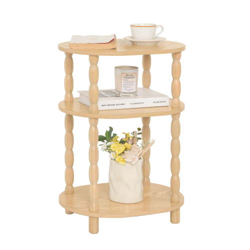 Oval 3 Tier Side Table Modern Accent Nightstand For Living Room Bedroom Small Spaces
