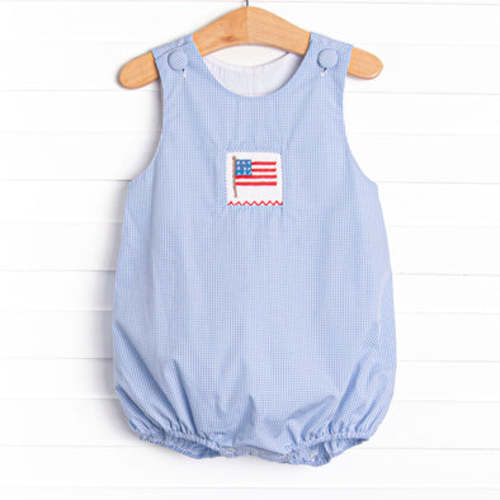 Land I Love Smocked Bubble, Light Blue – Stitchy Fish