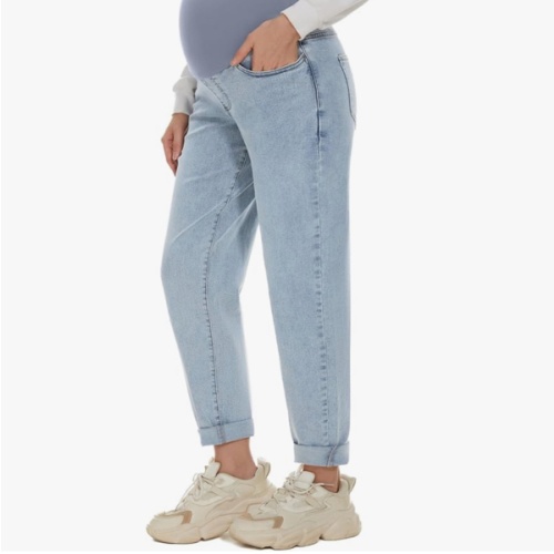 POSHGLAM Women's Maternity Jeans Over Belly Comfy Stretch Boyfriend Jeans Loose Pregnancy Pants, S-XXL