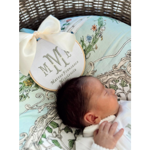 Embroidered Baby Name & Monogram Hoop Plaque – Caprilina