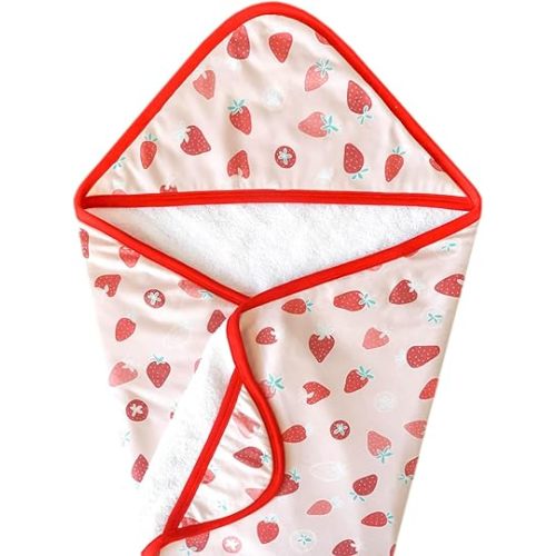 Copper Pearl Hooded Bath Towels Premium Knit/Terry Cloth Baby Towels with Hood, Pockets, and Cool Designs - Great to Gift and Make Bath Time Fun - Baby Bath Towel, Strawberry