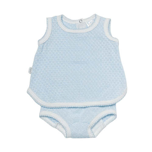 Sleeveless Top with Diaper Cover-Blue & Mint (Infant)