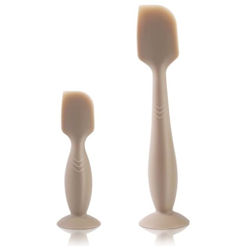 Diaper Cream Spatula, 2 Pack Butt Spatula Baby, Full-Size + Mini Silicone Diaper Cream Applicator for Babies, Newborn Baby Necessities (Brown)