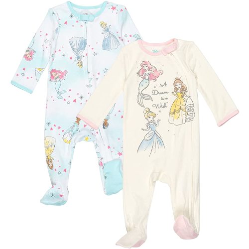 Disney Junior Baby Girls 2 Pack Zip Up Sleep N' Plays Newborn to Infant Sizes (Newborn - 24 Months)