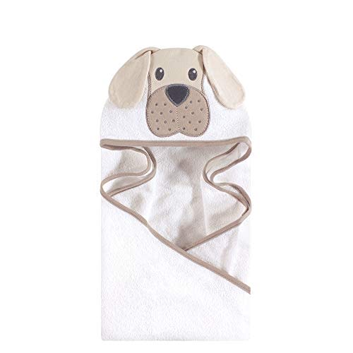 Hudson Baby Unisex Baby Cotton Animal Face Hooded Towel, Tan Puppy, One Size