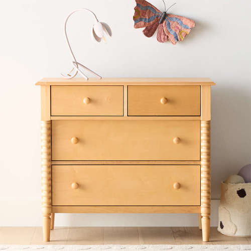 Jenny Lind 37" Maple Wood Narrow 4-Drawer Kids Dresser