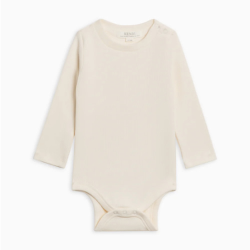 Sammy Ribbed Snap Shoulder Long Sleeve Bodysuit - Ivory