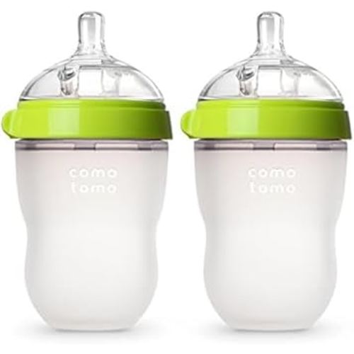 Comotomo Baby Bottle Double Pack, Green, 8oz (Pack of 12)