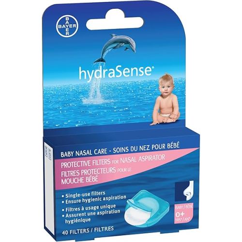 HydraSense Protective Filters for Nasal Aspirator, Baby Nasal Care, Single-Use, 40 Count