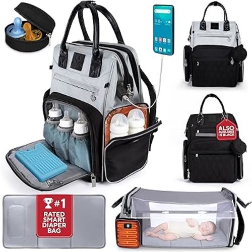 Award-Winning Baby Diaper Bag Backpack with Changing Station –Large Multifunction Waterproof Diaper Bag, Warm Bottle Pockets, Travel Baby Organizer Mom &Dad, Newborn Baby Essentials, Mothers Day Gifts