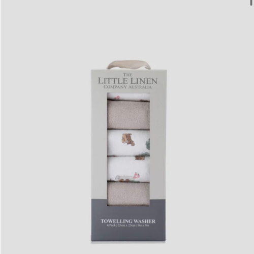 Little Linen Baby Towelling Wash Cloths 6PK - Willow Bear – Little Linen Created