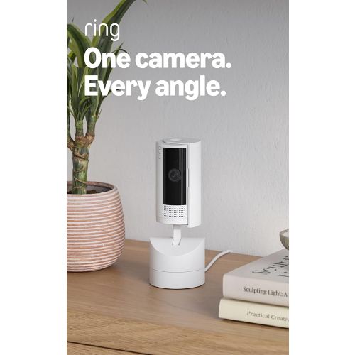 Ring Pan-Tilt Indoor Cam (newest model), See all around your home or business with 360° pan coverage, HD video, plus Two-Way Talk, White