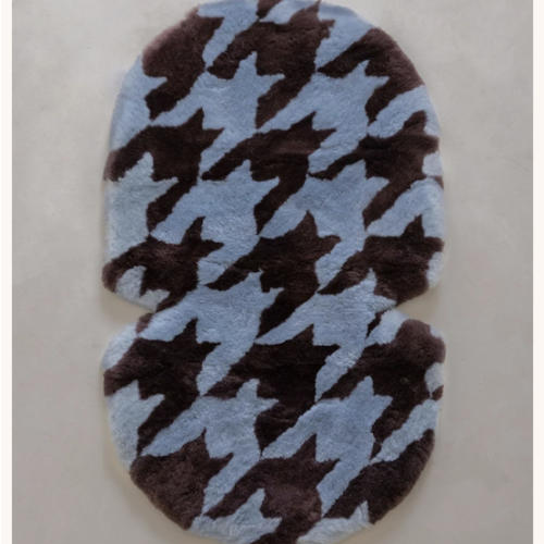 The Pram Puff | Houndstooth Chocolate & Powder Blue