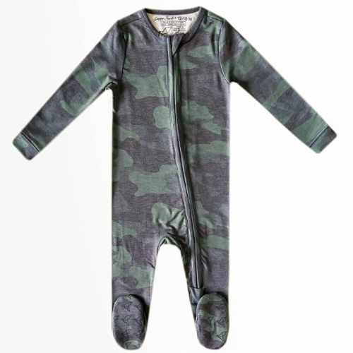 Copper Pearl Zip-Up Footie Baby Pajamas: Ultra-Soft Boys & Girls Pajamas, Premium Knit Fabric in Hunter Camouflage, Tag-Free with Two-Way Zipper, Sizes Newborn to 24 Months