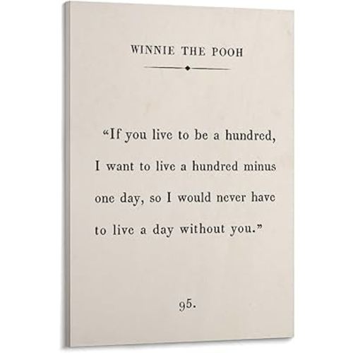 BRogeh Winnie The Pooh Printable Quote,Winnie The Pooh Wall Art Posters Poster Decorative Painting Canvas Wall Art Living Room Posters Bedroom Painting 20x30inch(50x75cm)
