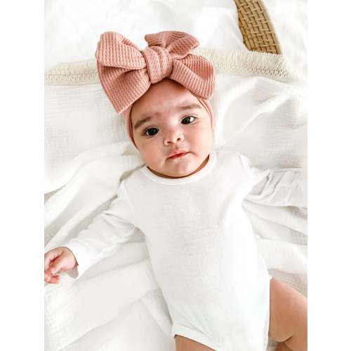 CHUNKY WAFFLE BOW HEADBAND - DUSTY