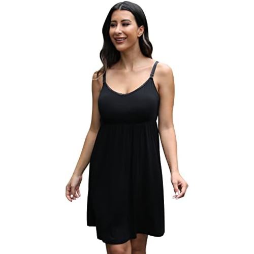 Sosolism Women's Maternity Nursing Nightgown Built-in Pad S-XXL