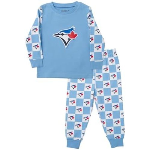 Gertex MLB Toronto Blue Jays Baby, Infant and Toddler 2-Piece Pajama Set With Long Sleeve Shirt and Pants