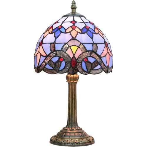 Tiffany Lamp Stained Glass lamp Small Bedside Table Lamps for Living Room Bedroom Dorm Kitchen Home Decor Festival Birthday Gift,Blue Baroque