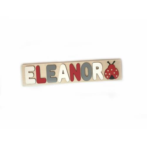Red Ladybug Custom wooden Name Puzzle, Gift for toddler, Personalized Gift for Christmas Kids Name gift playroom montessori toy