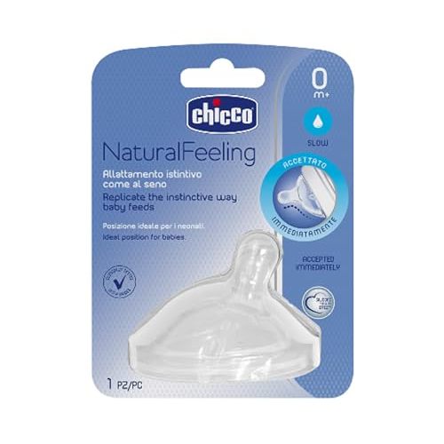 Chicco Teat NaturalFeeling 0M+ Normal Flow Silicone Angled Vented Bottle Nipple