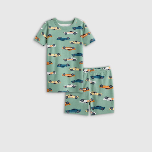100% Organic Cotton Short Sleeve and Shorts Pajama Set in Racecars