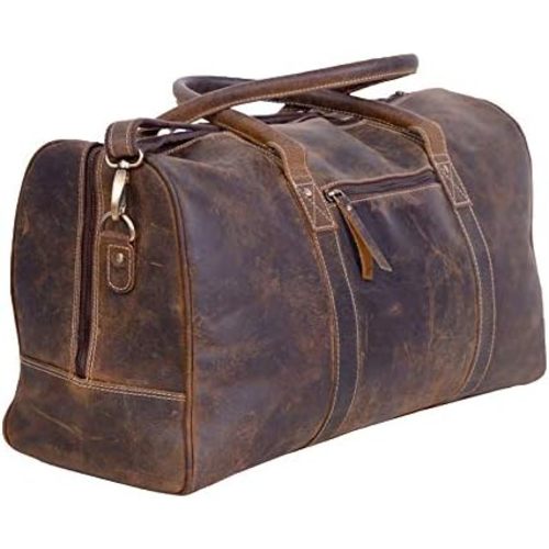KomalC 24 Inch Leather Duffle Bags for Men and Women Travel Overnight Weekend Bag Sports Gym Duffel for Men