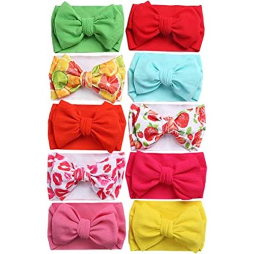 KIDOCHEESE Oversized Headbands with Large Hair Bows, Elastic Nylon Hairbands and Head Wraps for Baby Girls, Newborns, Infants, and Toddlers