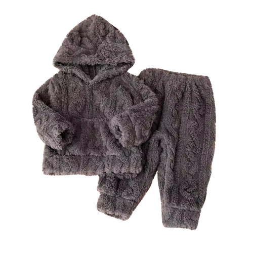 Lenpel Newborn Baby Fleece Sweatsuits Infant Cute Fuzzy Warm Pullover Hoodie Pants 2 Pcs Fall Winter Clothes Set