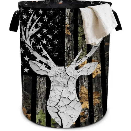 Hunting Camouflage Laundry Basket Foldable Oxford Cloth Tote Bag Laundry Hamper Clothes Storage Bucket Organizer For Bathroom/Laundry Storage/Bedroom 19.6x15.7 Inch