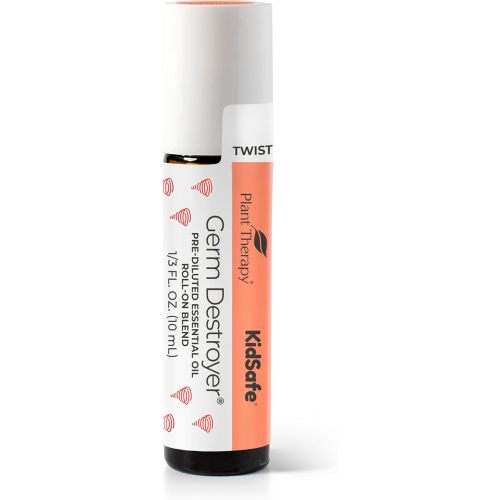 Plant Therapy KidSafe Germ Destroyer Essential Oil Blend - Guard from Illness, Support Blend for Kids 100% Pure, Pre-Diluted Roll-ON, Natural Aromatherapy, Therapeutic Grade 10 mL (1/3 oz)