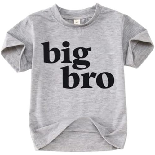 KEKEMI Big Bro Shirt for Toddler Boy Promoted to Big Brother Announcement T-Shirt Baby Boys Short Sleeve Cute Summer Tee Tops