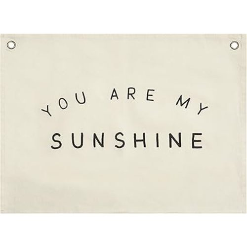 Lyla & Sage Play Co Children's Canvas Banner - Premium Playroom, Bedroom and Nursery Wall Art Decor - Neutral Sign For Kids Playroom - Montessori Wall Decor (Sunshine)