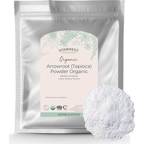 Starwest Botanicals Arrowroot Tapioca Powder Organic - Gluten Free Thickener for Cooking & Baking, Root Starch, Certified Kosher, Non-GMO - Bulk 1 lb Bag