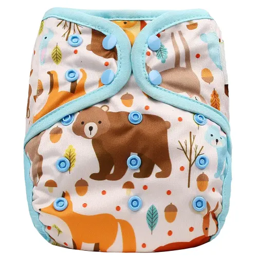 OsoCozy One Size Cloth Diaper Covers - Adjustable Snap Fit & Double Leg Gussets for Baby Boys & Girls from 8-35 Pounds. Use with Prefold, Flat or Fitted Cloth Diapers or Snap-in Inserts.