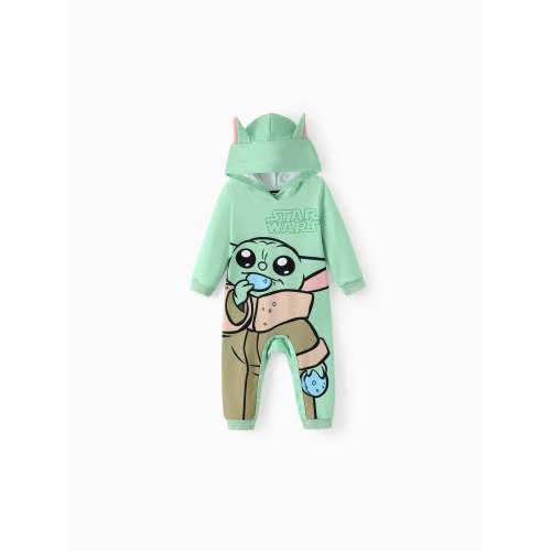 Star Wars Baby Boy Yoda Cotton Blend Hoodie Jumpsuit Light Green