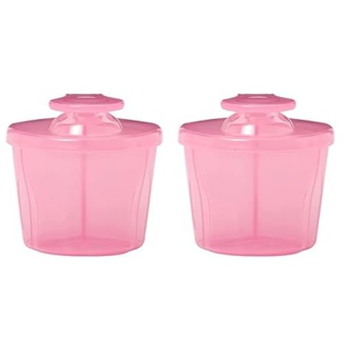Dr. Brown's Baby Formula Dispenser with Snap-On Lid for On-The-Go Feedings,Milk Powder Dispenser for Traveling with Infant,Pink Pack of 2